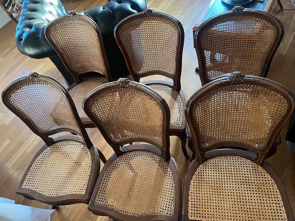 6 chaises de style Louis XV , cann&eacute;es , tr&egrave;s bon &eacute;tat Meubles