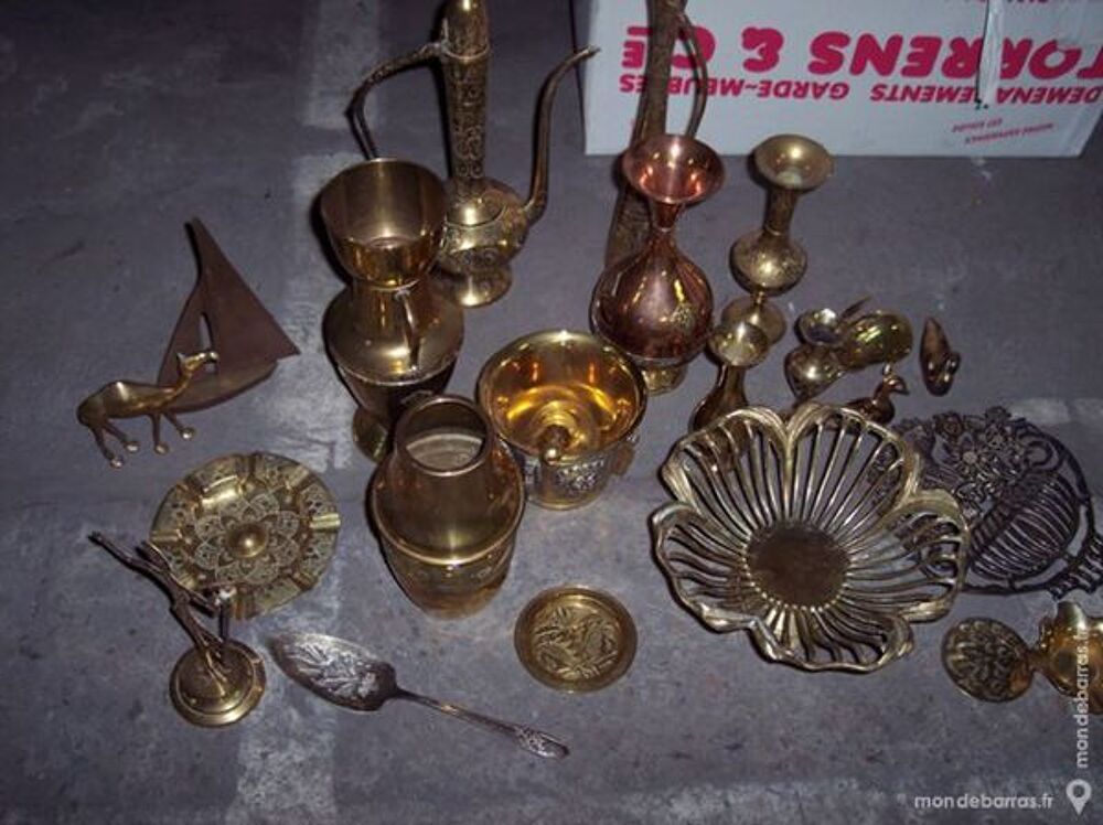 Lot 15 objets DECO en cuivre et laiton Dcoration