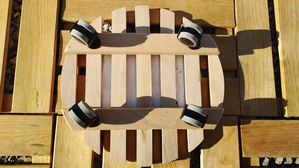 Porte Plante sur Roulettes en Bois Massif - Neuf Décoration