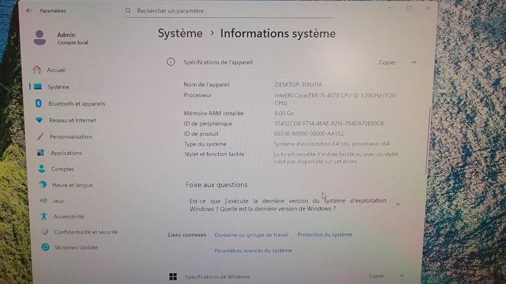 Dell Pr&eacute;cision T1700 i5 vPro /8Go/256Go SSD/WINDOWS 11 Pro
Matériel informatique