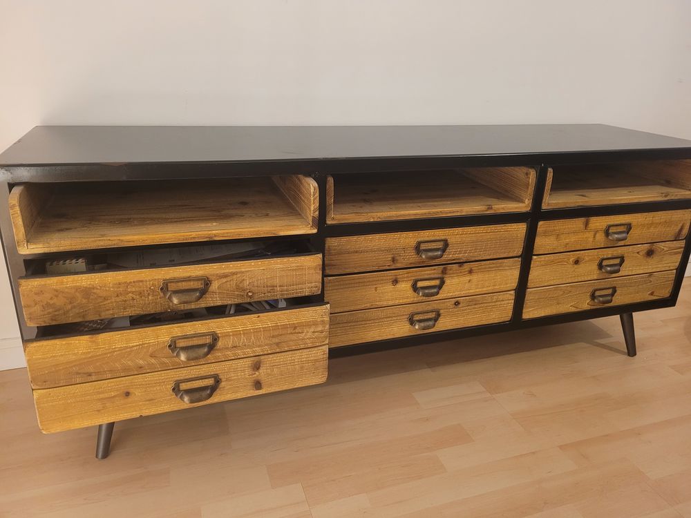 Buffet vintage bois et acier Meubles