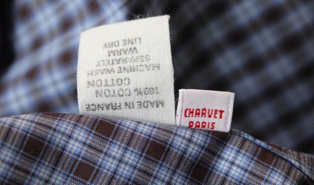 Chemise bleu &amp; marron CHARVET T.M soit 38/40 Fr Vêtements