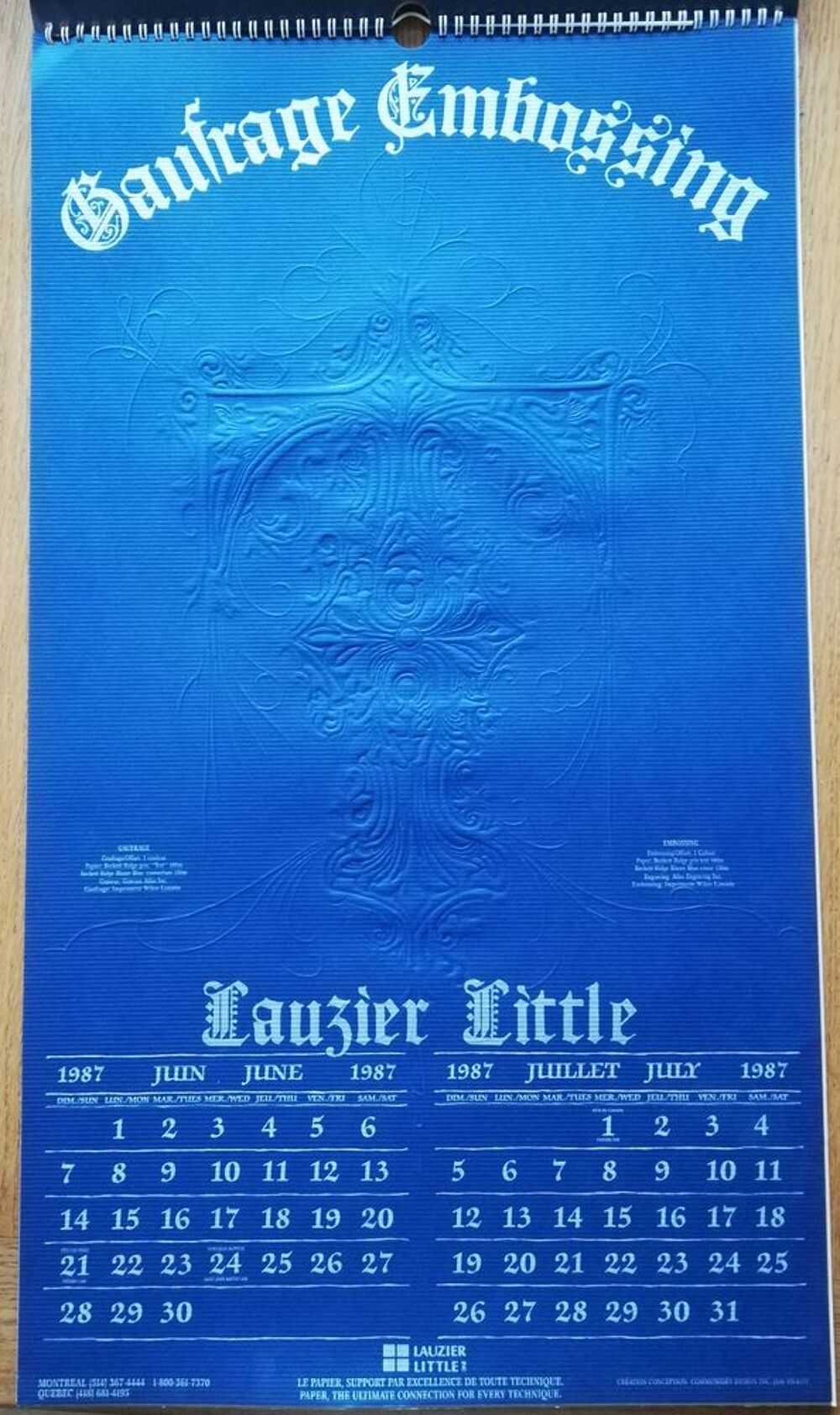 Calendrier "Lauzier Little" collector de 1988 (72X41cm) 