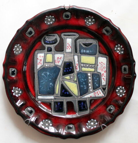 Assiette c�ramique verniss�e 1950 50 Issy-les-Moulineaux (92)