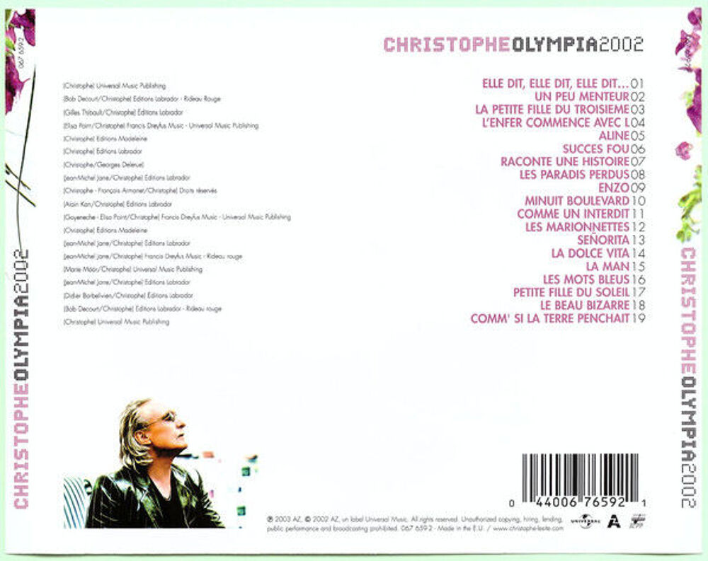 cd Christophe ?? Olympia 2002 (etat neuf) CD et vinyles