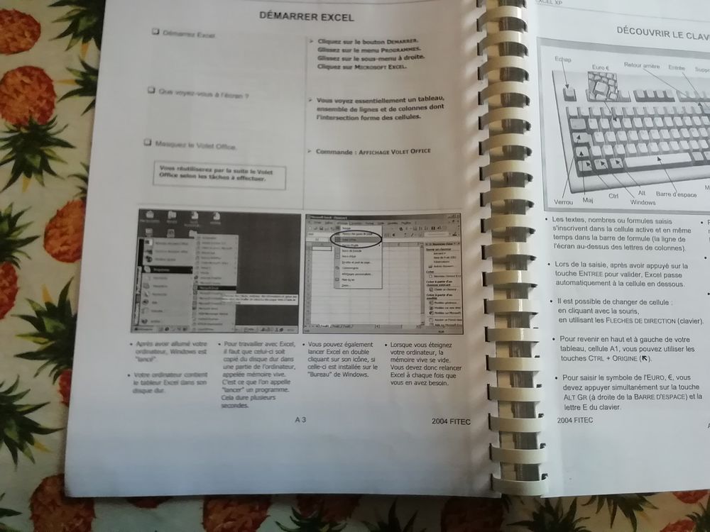 Cahier initiation EXEL XP stage FITEC Matériel informatique