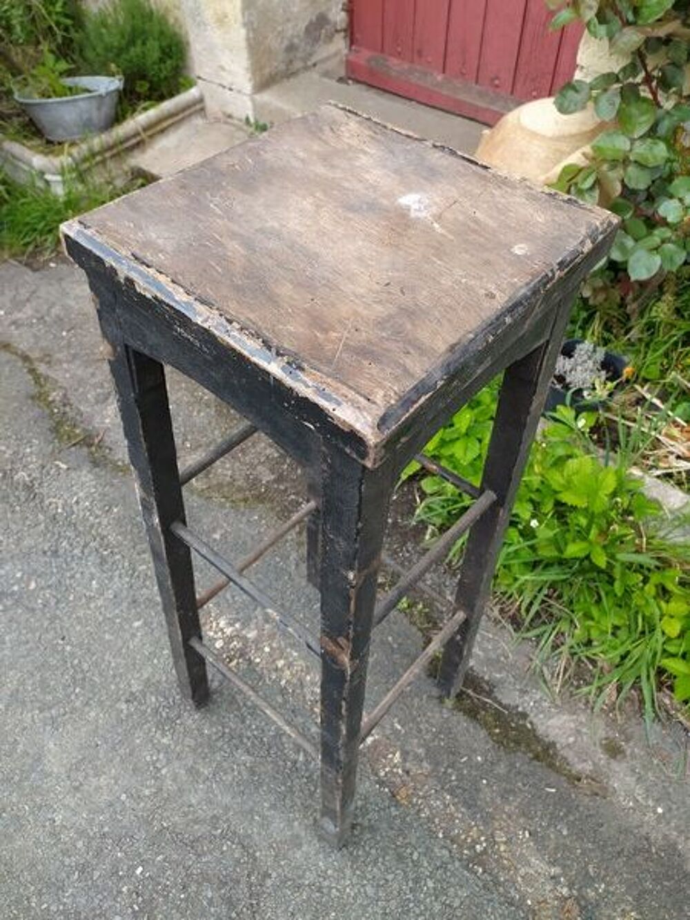 Ancien Tabouret d'Usine ou Sellette d'Atelier M&eacute;tal Bois Meubles