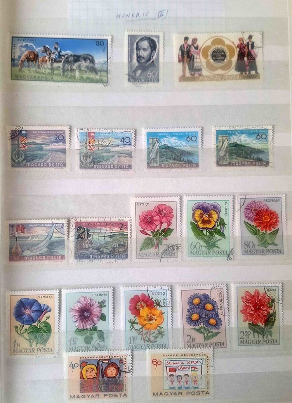 S&eacute;rie de timbres de collection de Hongrie 