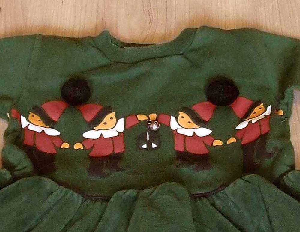 Robe, Vert fonc&eacute;, motifs lutins, 18&nbsp;mois, TBE Vêtements enfants
