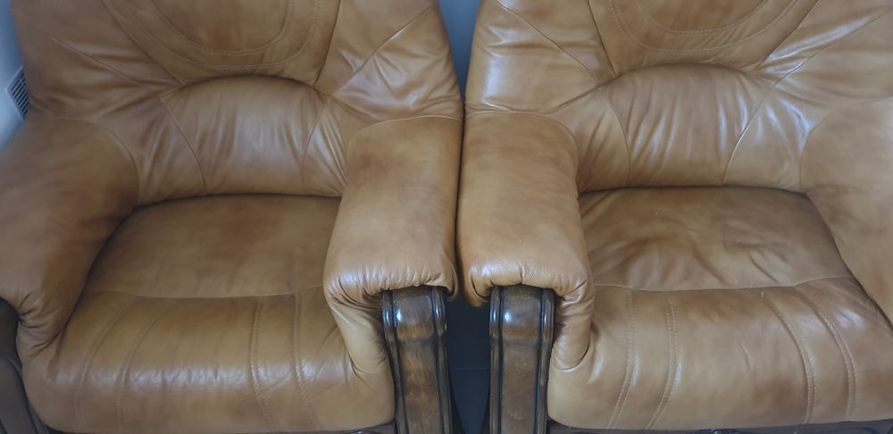 Fauteuils cuir naturel la paire Meubles