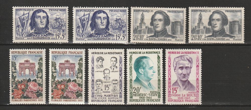 Timbres Neufs ANNEE 1959 simple,double,triple 
