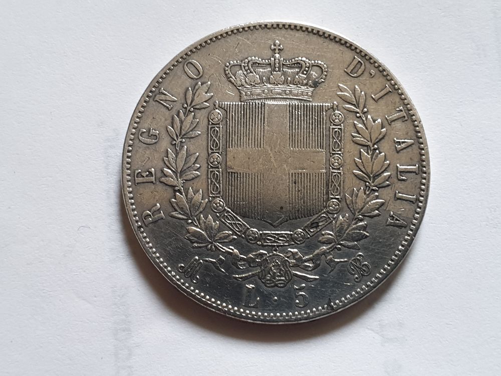 Pi&egrave;ce 5 Lire Argent 1870 Milano 