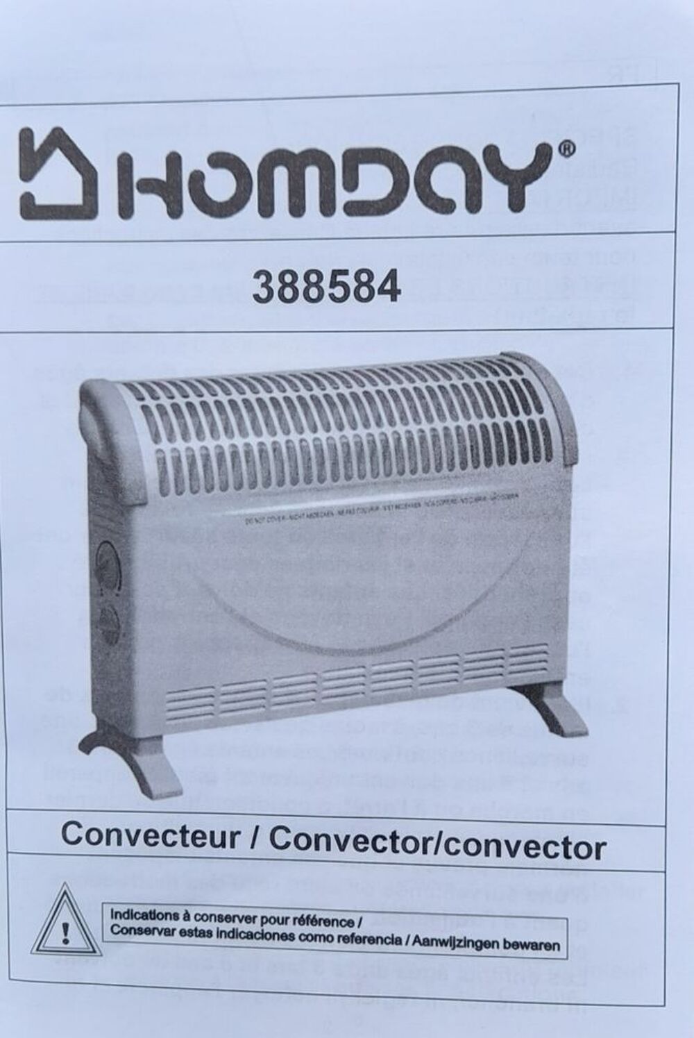 Convecteur 3 positions de chauffe Electroménager