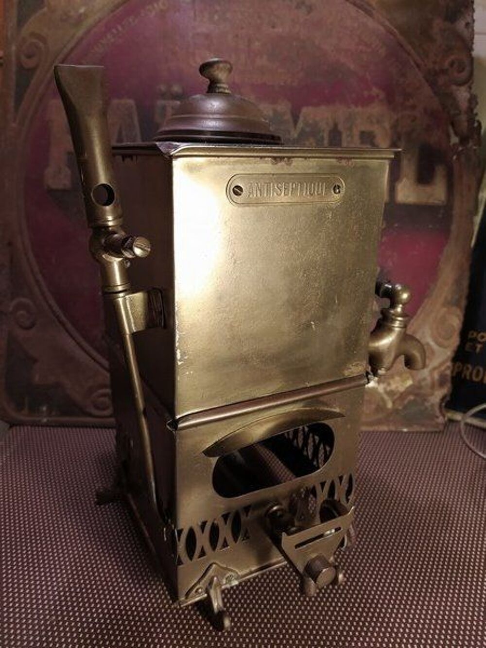 Ancien Appareil Barbier Coiffeur Aseptiseur XIXeme 