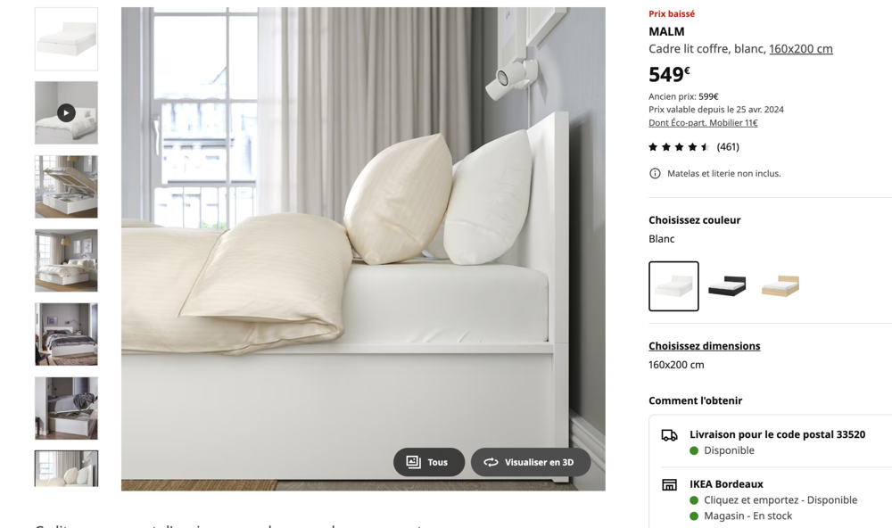 LIT IKEA MALM (sous carton) Meubles