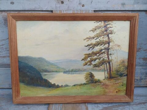 Tableau Montagne Paysage Lacustre Sign E. Keller 
200 Loches (37)