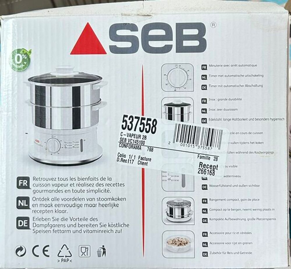 Appareil cuisson vapeur SEB Electroménager