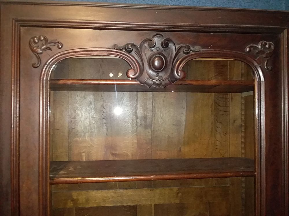 meuble biblioth&egrave;que en bois merisier vitre neuve Meubles