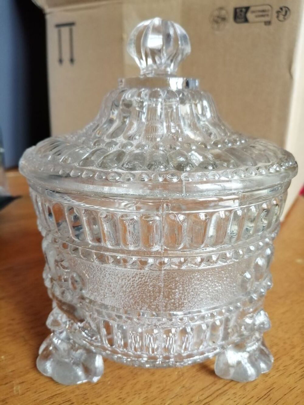 Ancien confiturier en verre 19&egrave;me &eacute;poque Charles X
