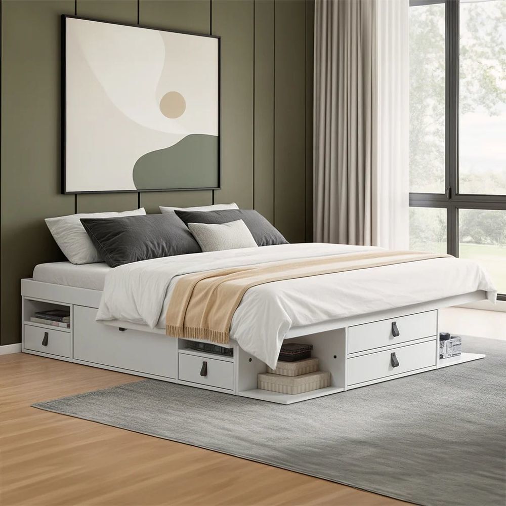 Lit 140x200 cm nombreux rangements int&eacute;gr&eacute;s - parfait &eacute;tat Meubles