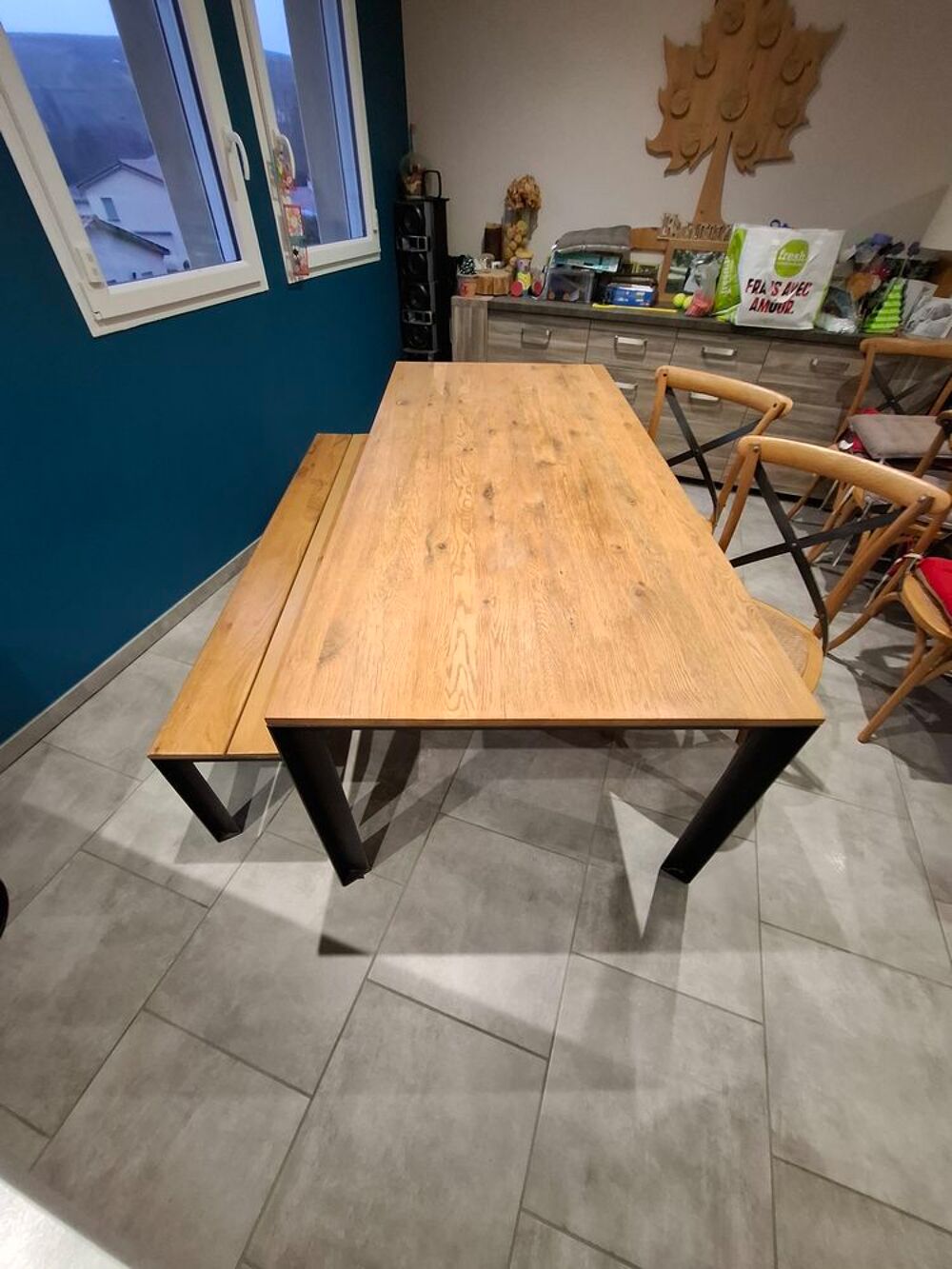 Table &agrave; manger bois et m&eacute;tal Meubles