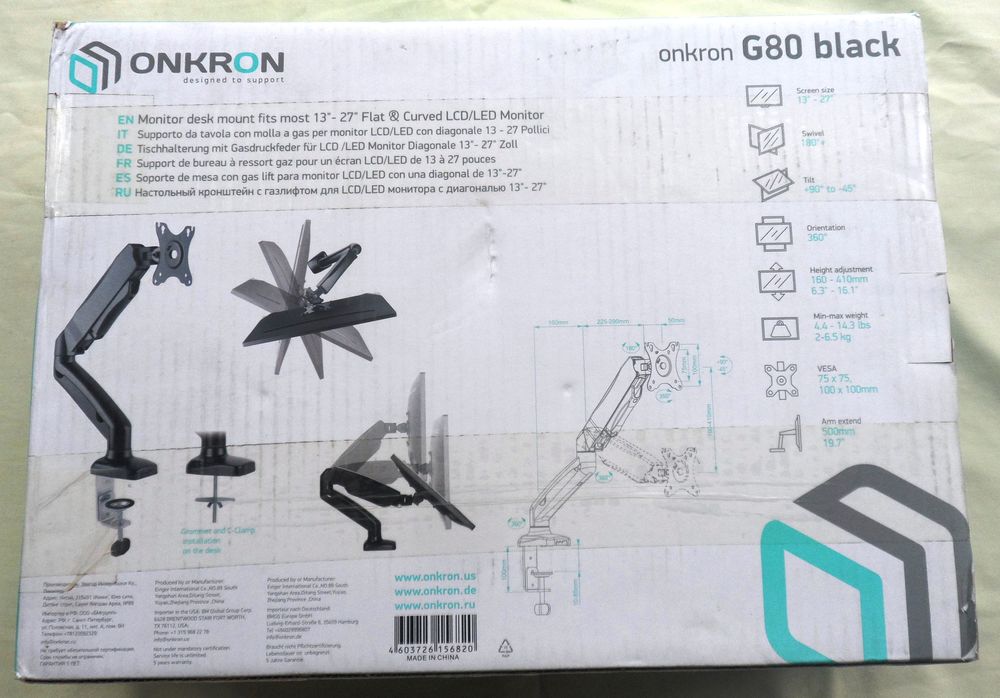 Support d'&eacute;cran &agrave; gaz &agrave; ressort LCD/LED 13 &agrave; 27 pouces Matériel informatique
