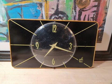 Ancienne Pendule Japy Noire et Jaune Vintage 40 Loches (37)