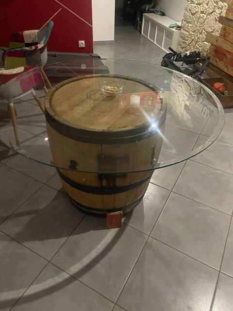 table tonneau avec plateau en verre, tremp� 120 cm 250 Beaurepaire (38)