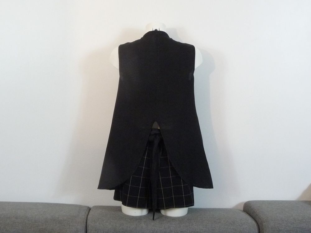 Top/ Chemise en Lin Noir &agrave; 2 Pans &agrave; Nouer- Stefano Mortari Vêtements