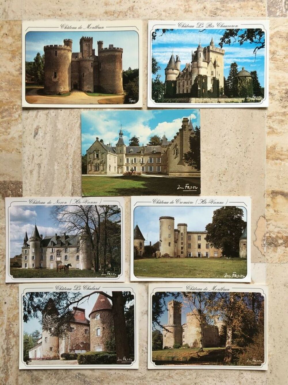  7 Cartes Postales Collection Marcel Farou Ch&acirc;teaux 