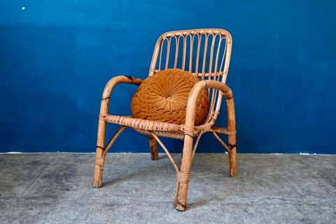 fauteuil ancien en rotin vintage boh�me 160 Wintzenheim (68)