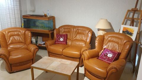 CANAPE 2 PLACES ET 2 FAUTEUILS COULEUR CAMEL Saint-Germain-du-Puy (18)