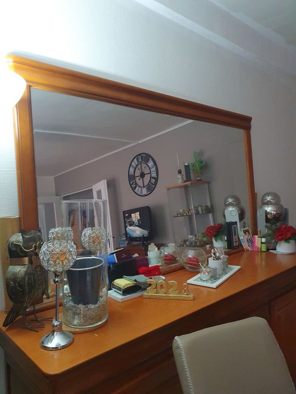 Tr&egrave;s joli miroir en merisier massif Meubles