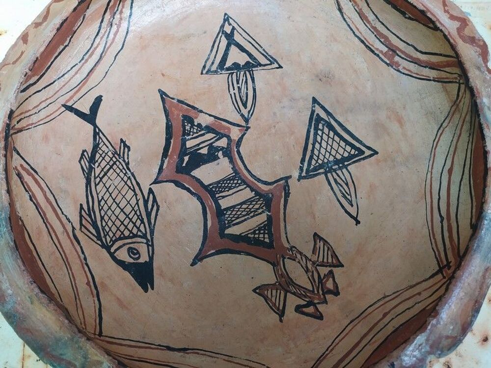 Plat Berb&egrave;re Tunisie Sejnane D&eacute;cor Poisson Crois du Sud 