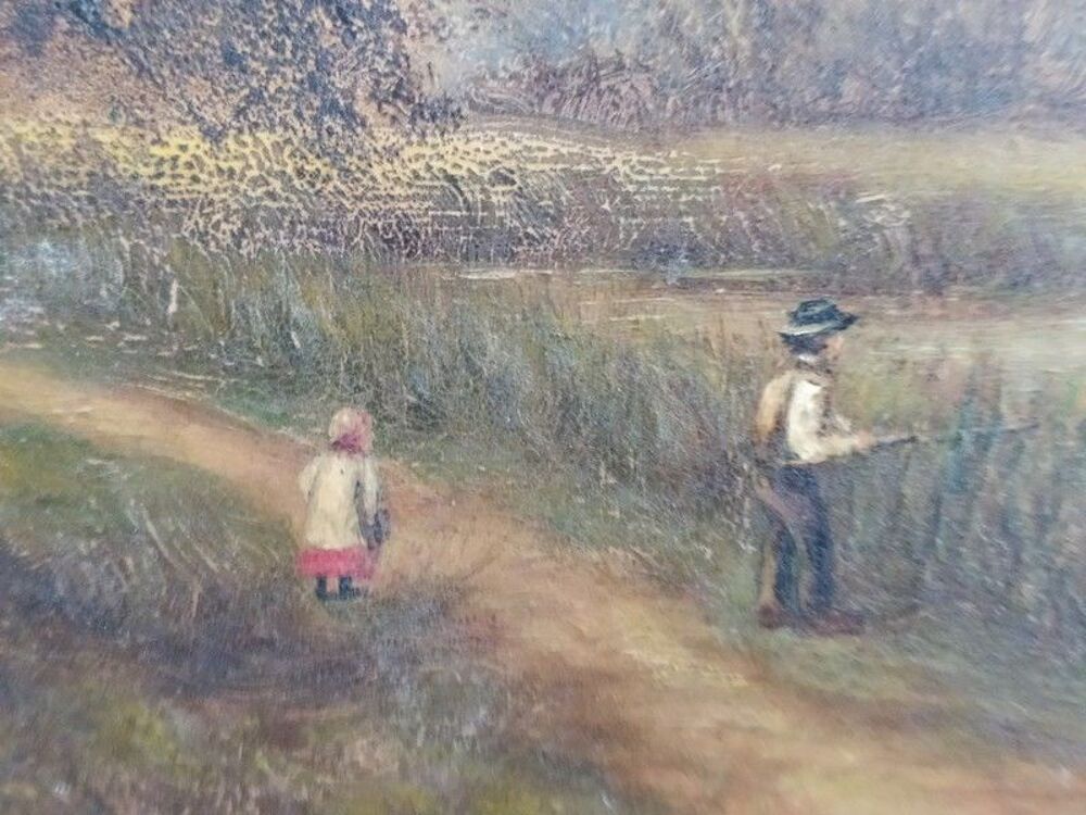 Tableau &Eacute;cole de Barbizon XIX&egrave;me Sc&egrave;ne Champ&ecirc;tre Vaches 