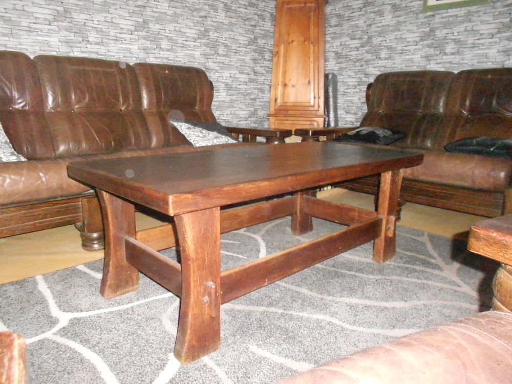 Salon cuir et bois, 3-2-1 Meubles