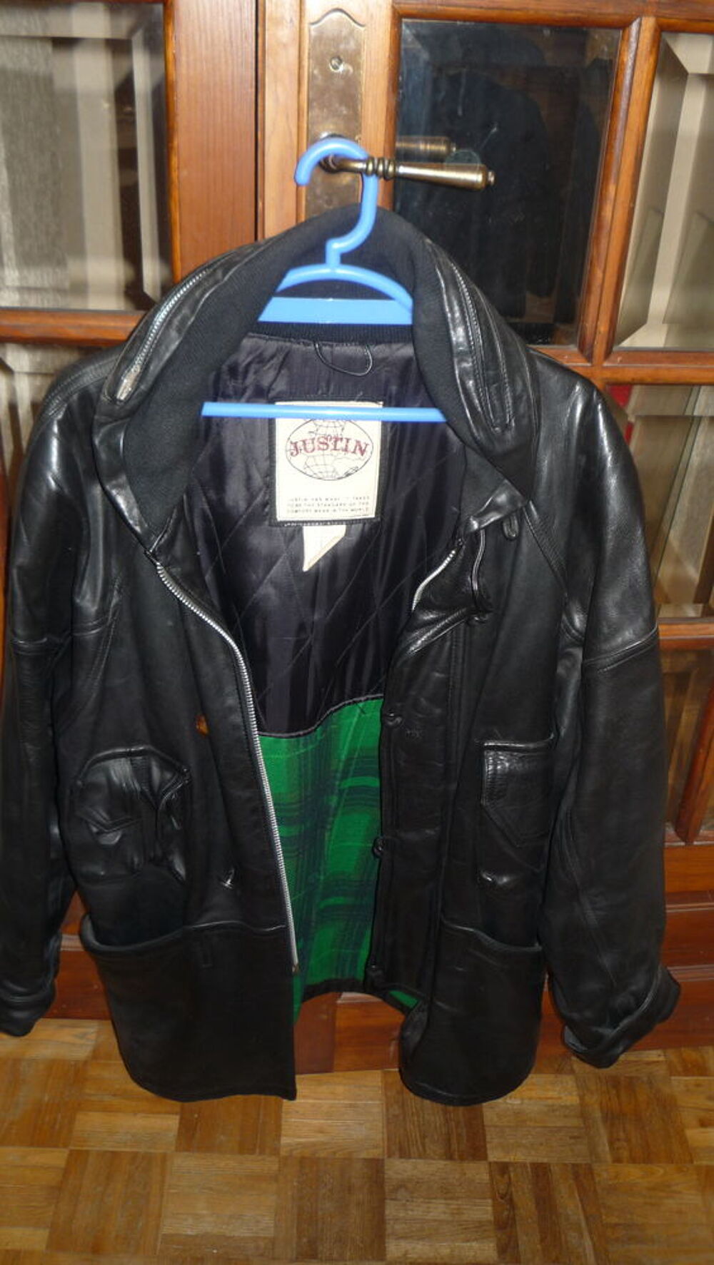 Parka cuir noir Justin Vêtements