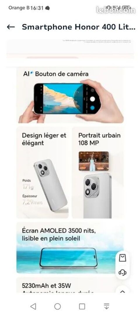 Smartphone Honor 400 Lite 5G 115 La Rochelle (17)