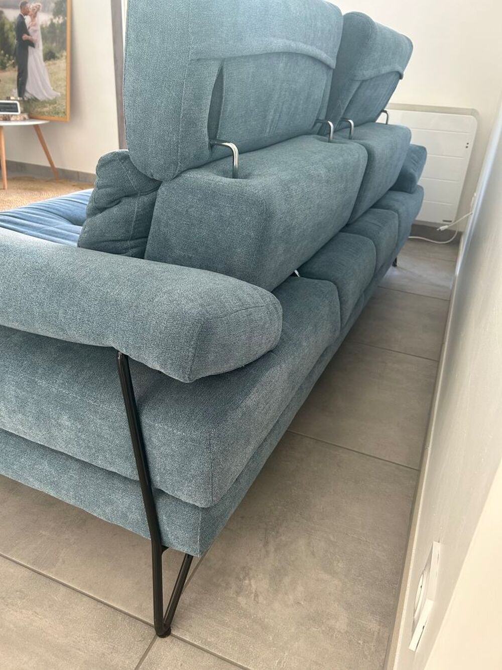 Canap&eacute; bleu en tissu 3 places Meubles