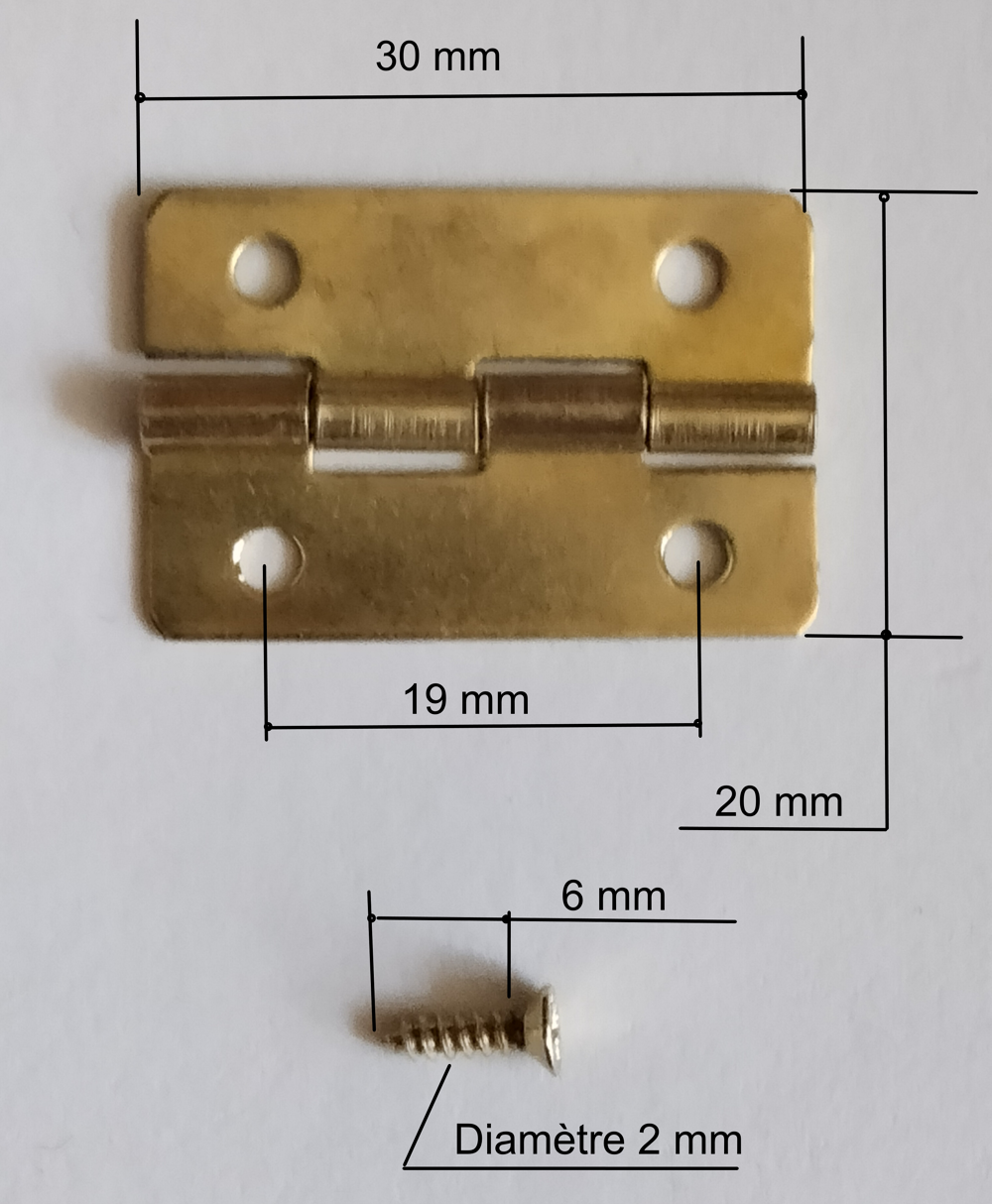 2 charni&egrave;res acier laitonn&eacute;. Bricolage