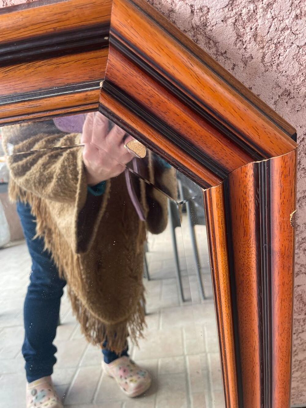 Miroir bois style ancien biseaut&eacute; 
Décoration