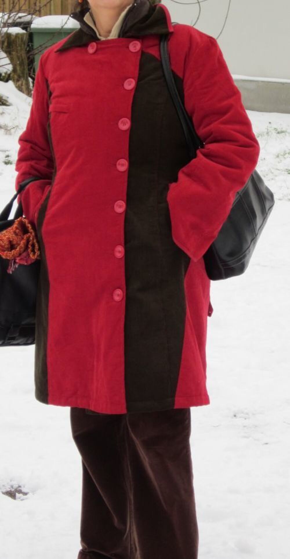 MANTEAU CHIC ROUGE ET NOIR Vêtements