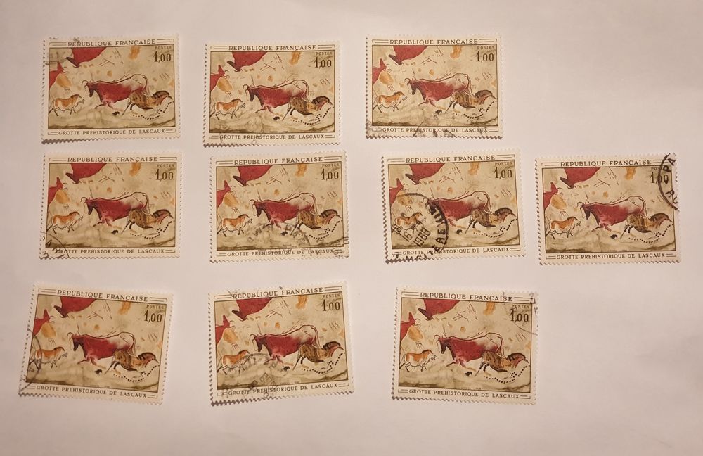 timbre France 1968 Peinture rupestre grotte de Lascaux 