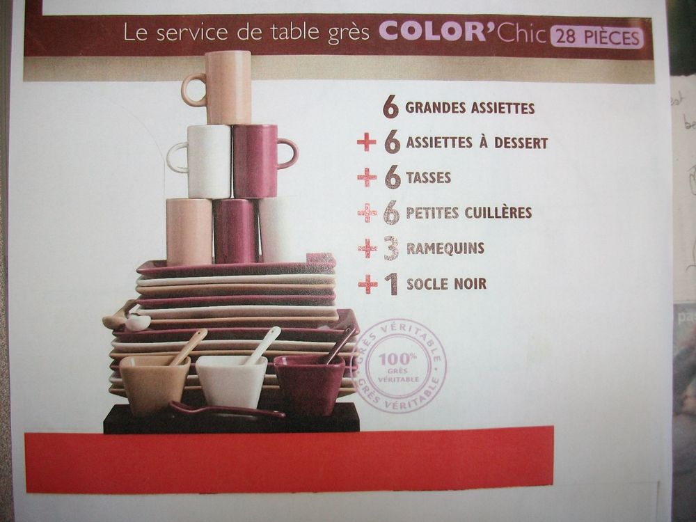 Service de Table 28 pi&egrave;ces en gr&egrave;s- Neuf, emball&eacute; Cuisine