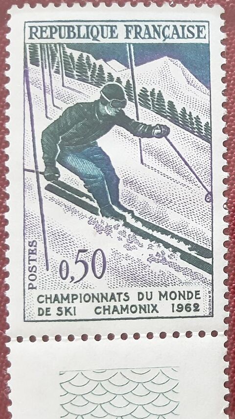 TIMBRES à collection championnat du monde ski Chamonix 1962 1 Pontoise (95)