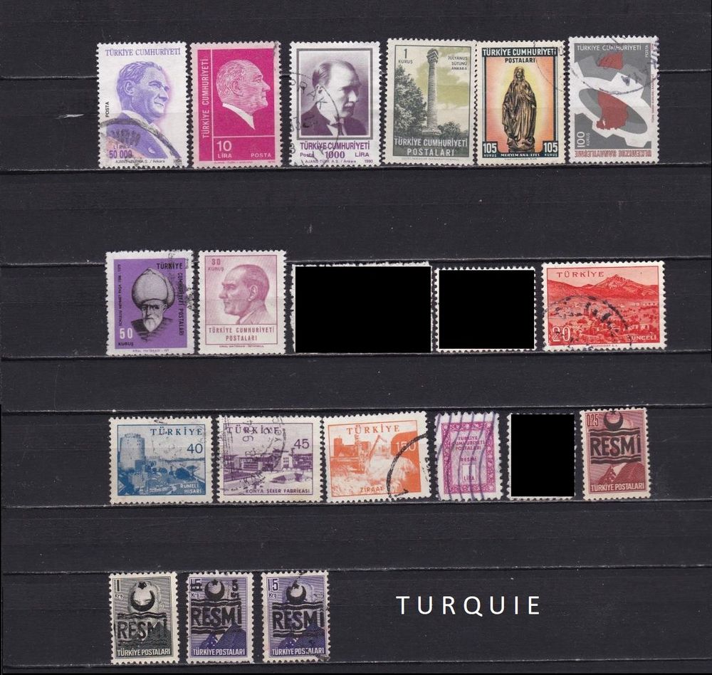 lot de 17 timbres de TURQUIE 