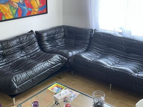Canape d'angle ligne ROSET  TOGO  cuir noir 15000 Courbevoie (92)