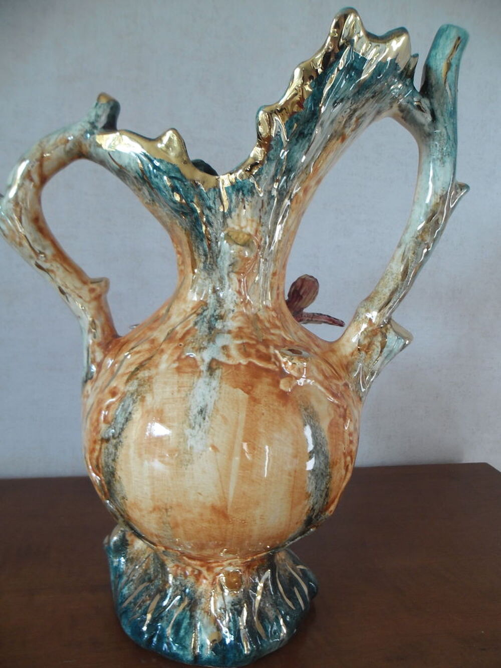 Vase barbotine sign&eacute; JEM (ann&eacute;es 50) Décoration