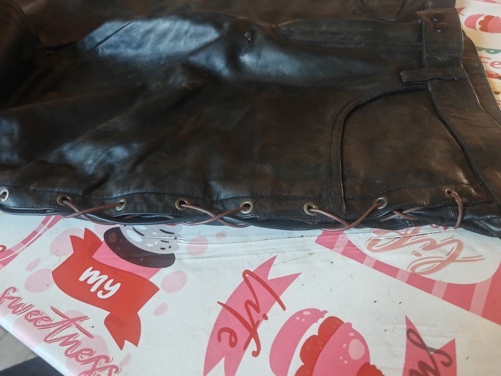 pantalons en cuir motard biker homme 42 Vtements