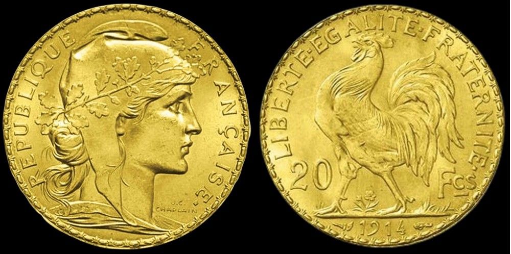 20 francs or, Marianne coq sous scell&eacute; + monnaie argent 